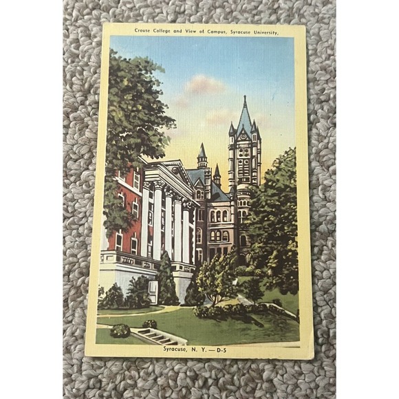 Post Card - Crouse‎ College & View Of Campus, Syracuse University - Picture 1 of 2